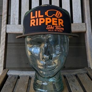NWOT Ski Town All-Stars Lil Ripper Trucker Hat Camo Flame Orange